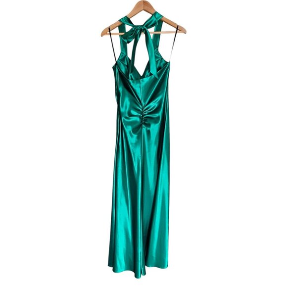 Women's - Jessica McClintock for Gunne Sax Green Satin Formal Gown, Size 7/8 - Picture 9 of 16